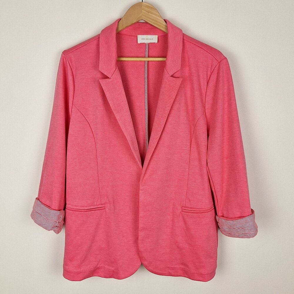 Skies Are Blue Blazer Size Approx 16-18. Pink Coral Lightweight Spring Separate